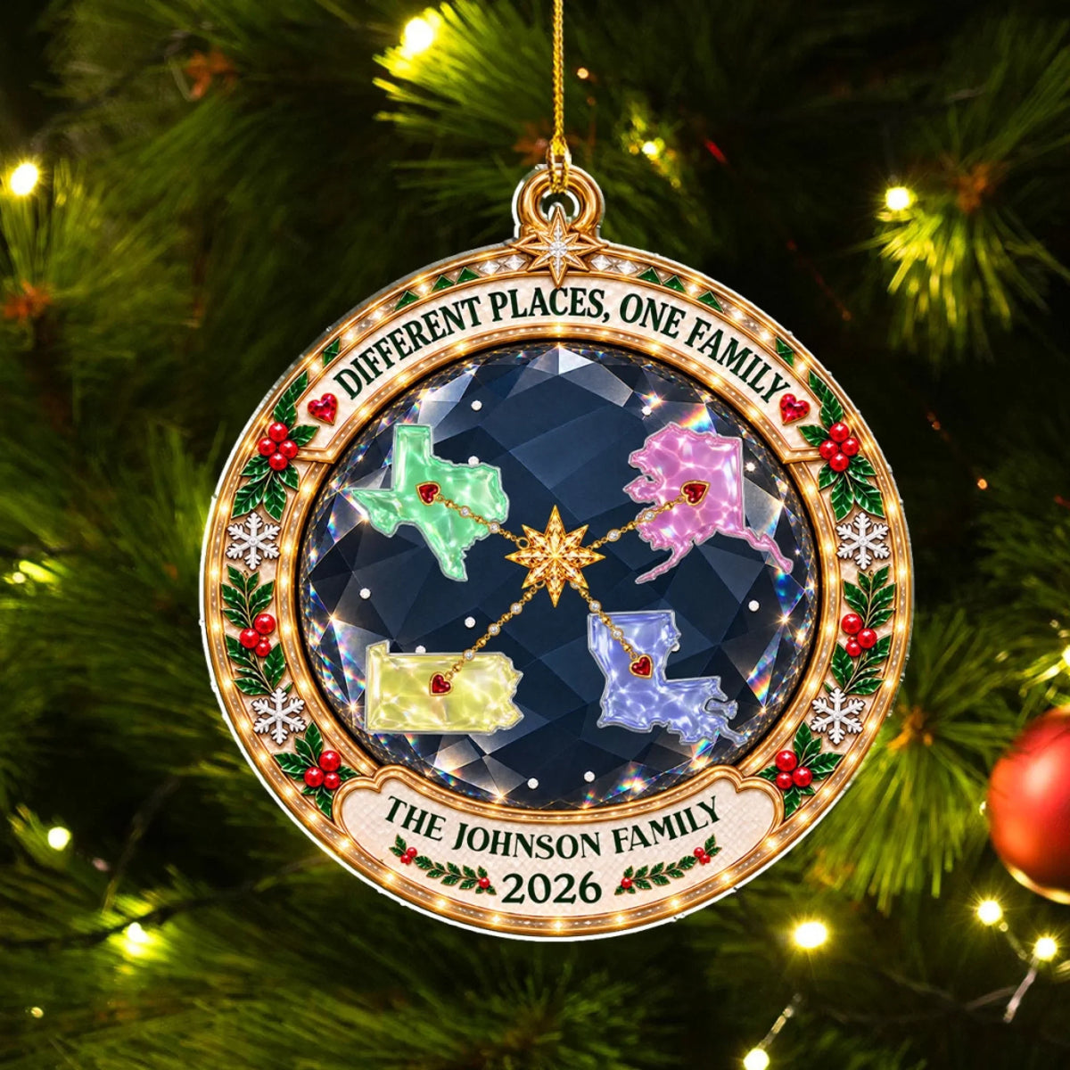 Love Keeps Us Close personalized acrylic ornament