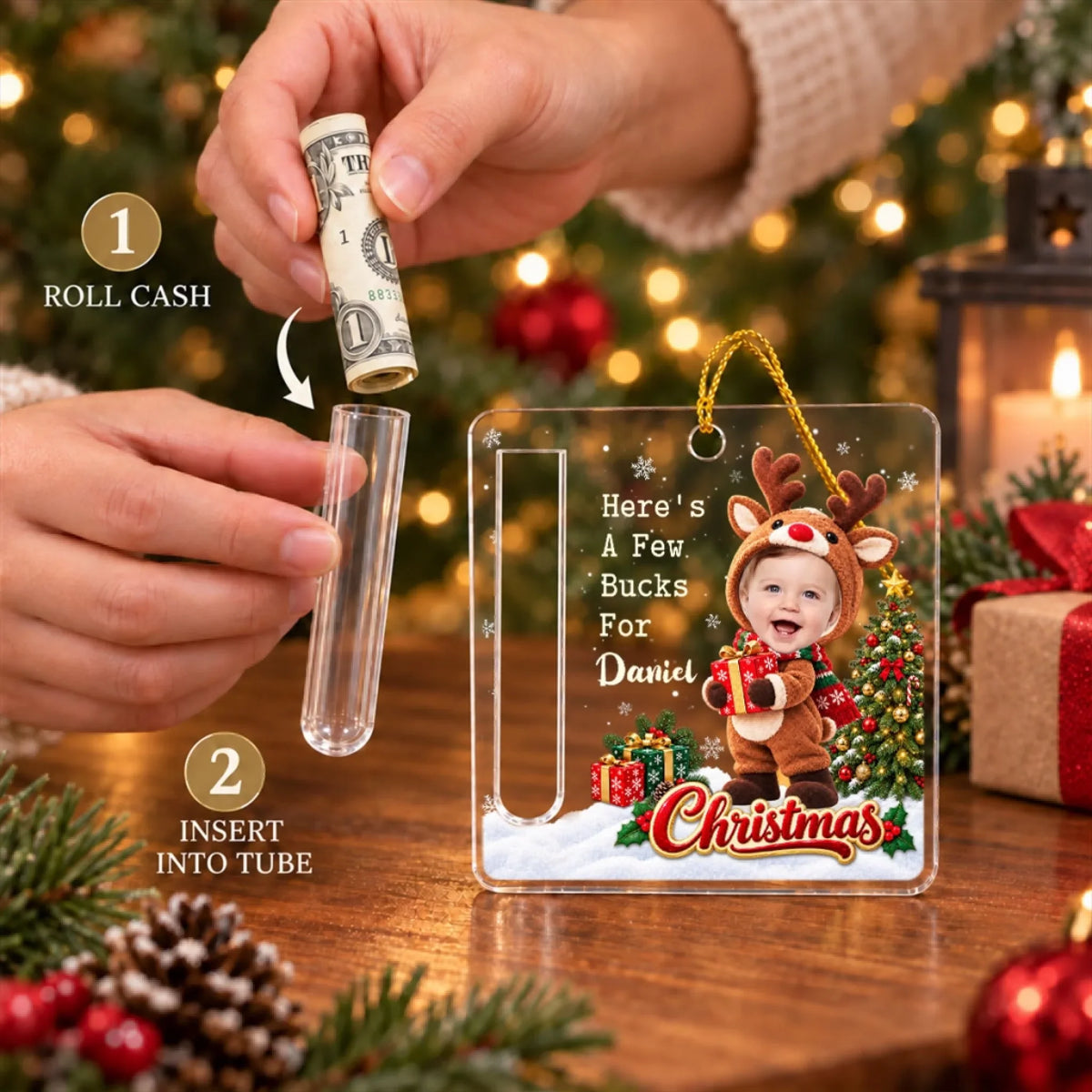 Christmas Blessing cash gift ornament