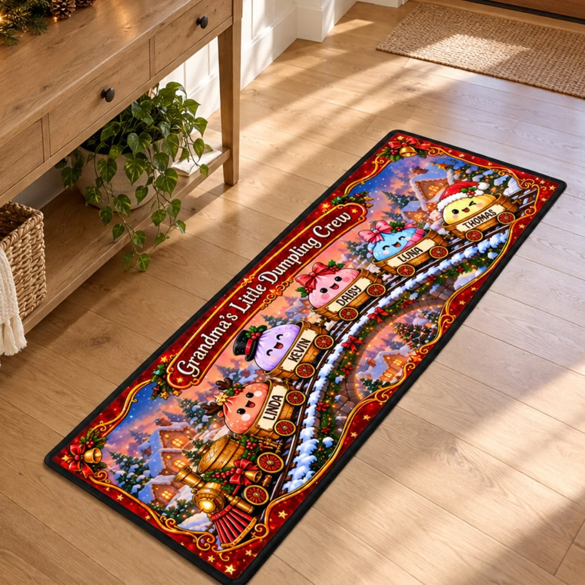 Christmas Dumpling Family - Personalized Runner Rug