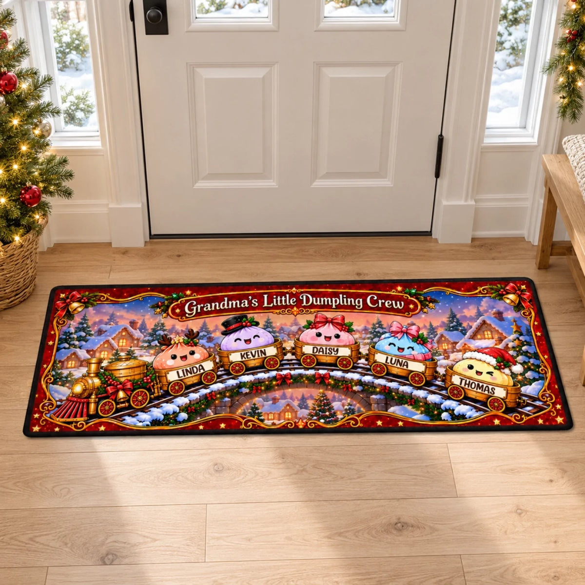 Christmas Dumpling Family - Personalized Runner Rug