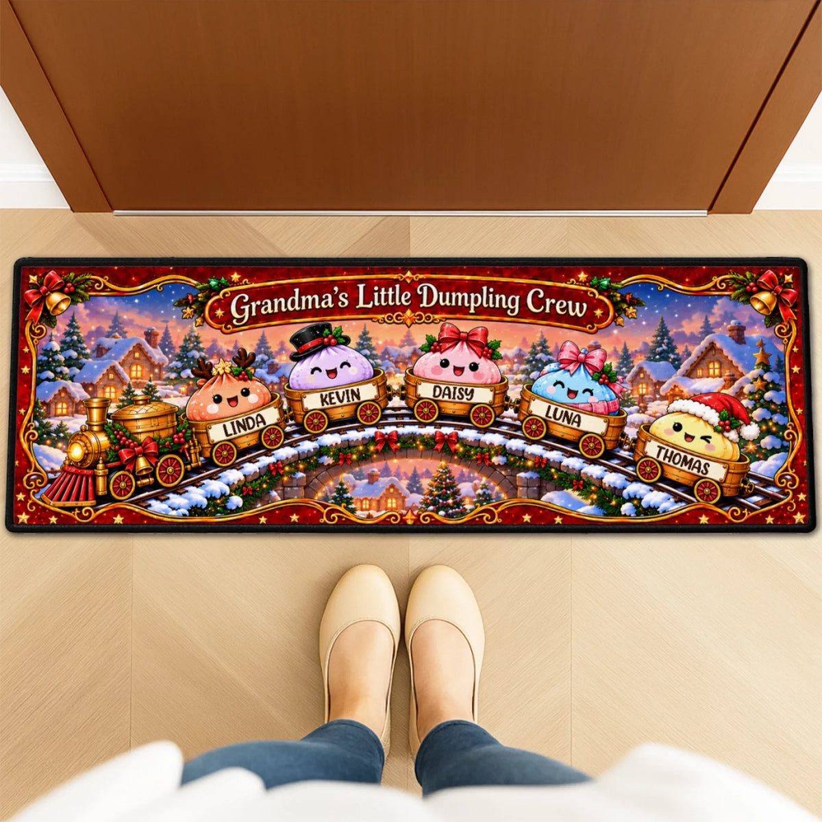 Christmas Dumpling Family - Personalized Runner Rug