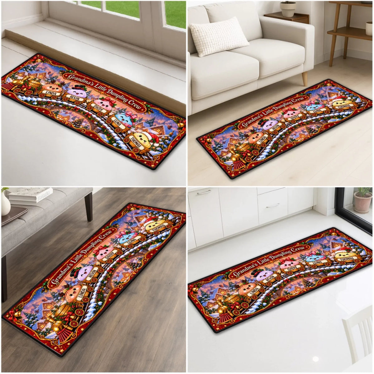 Christmas Dumpling Family - Personalized Runner Rug