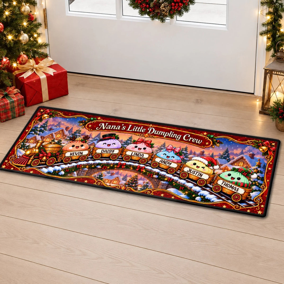Christmas Dumpling Family - Personalized Runner Rug