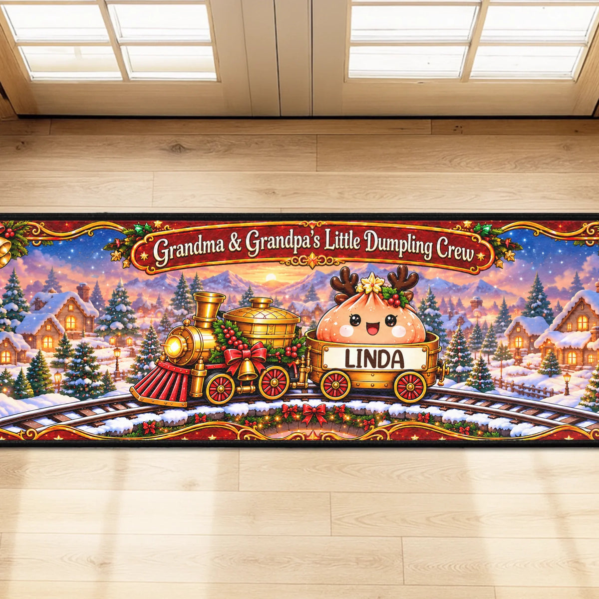 Christmas Dumpling Family - Personalized Runner Rug preview