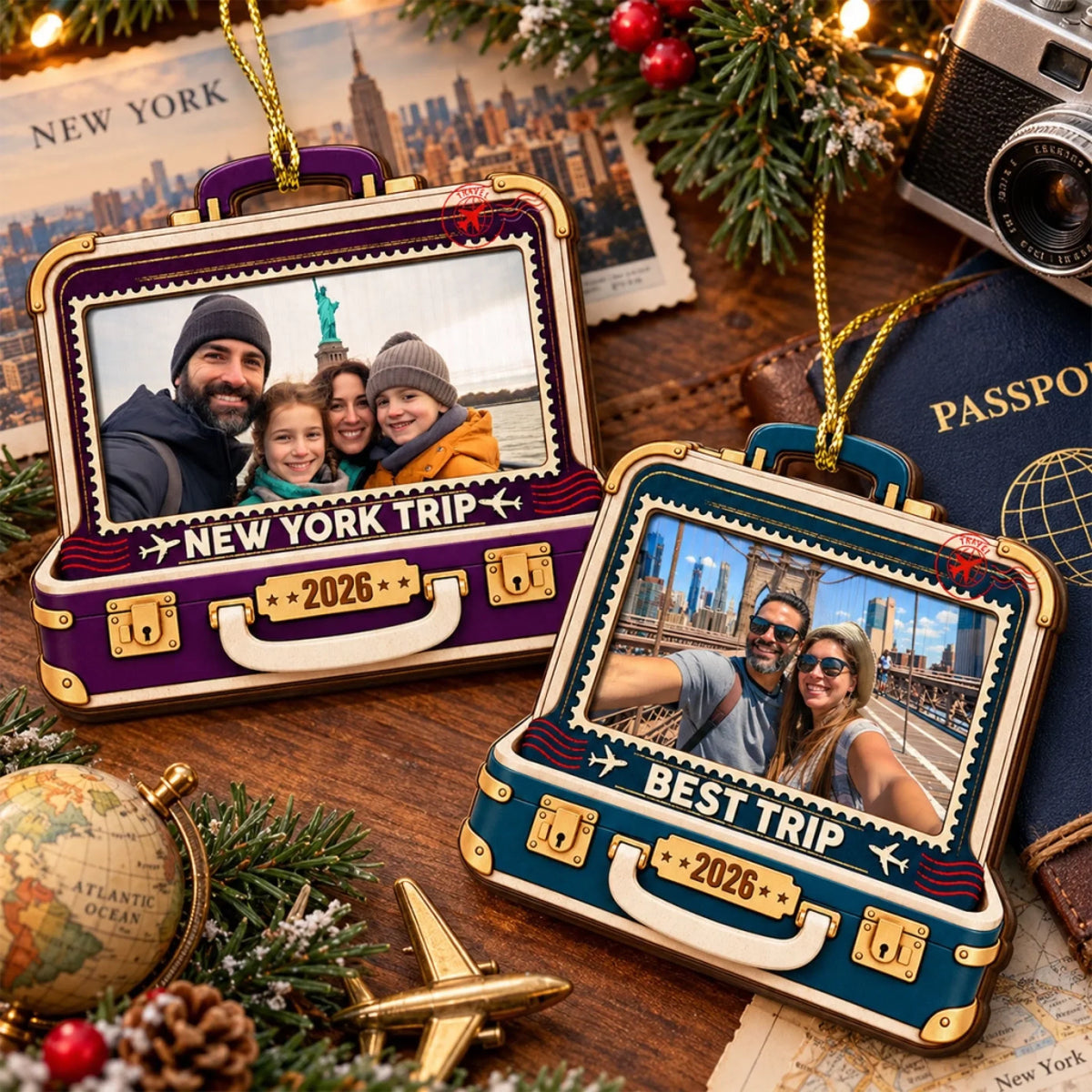 Memories From Our Travels - Personalized 2-Layered Wood Ornament - Christmas Gift For Couples