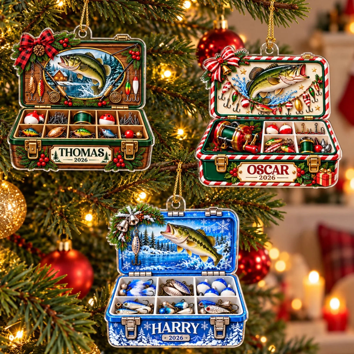 Fishing Tackle Box - Personalized 3D Effect Acrylic Ornament