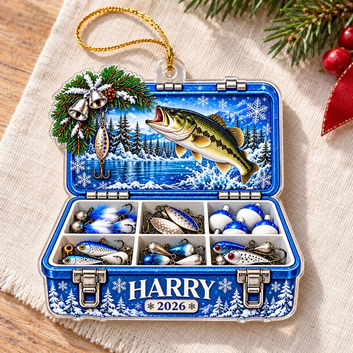 Fishing Tackle Box - Personalized 3D Effect Acrylic Ornament
