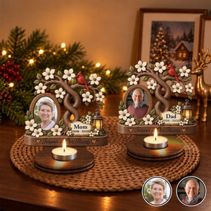 Our Angels Mom And Dad Personalized Wooden Candle Holder