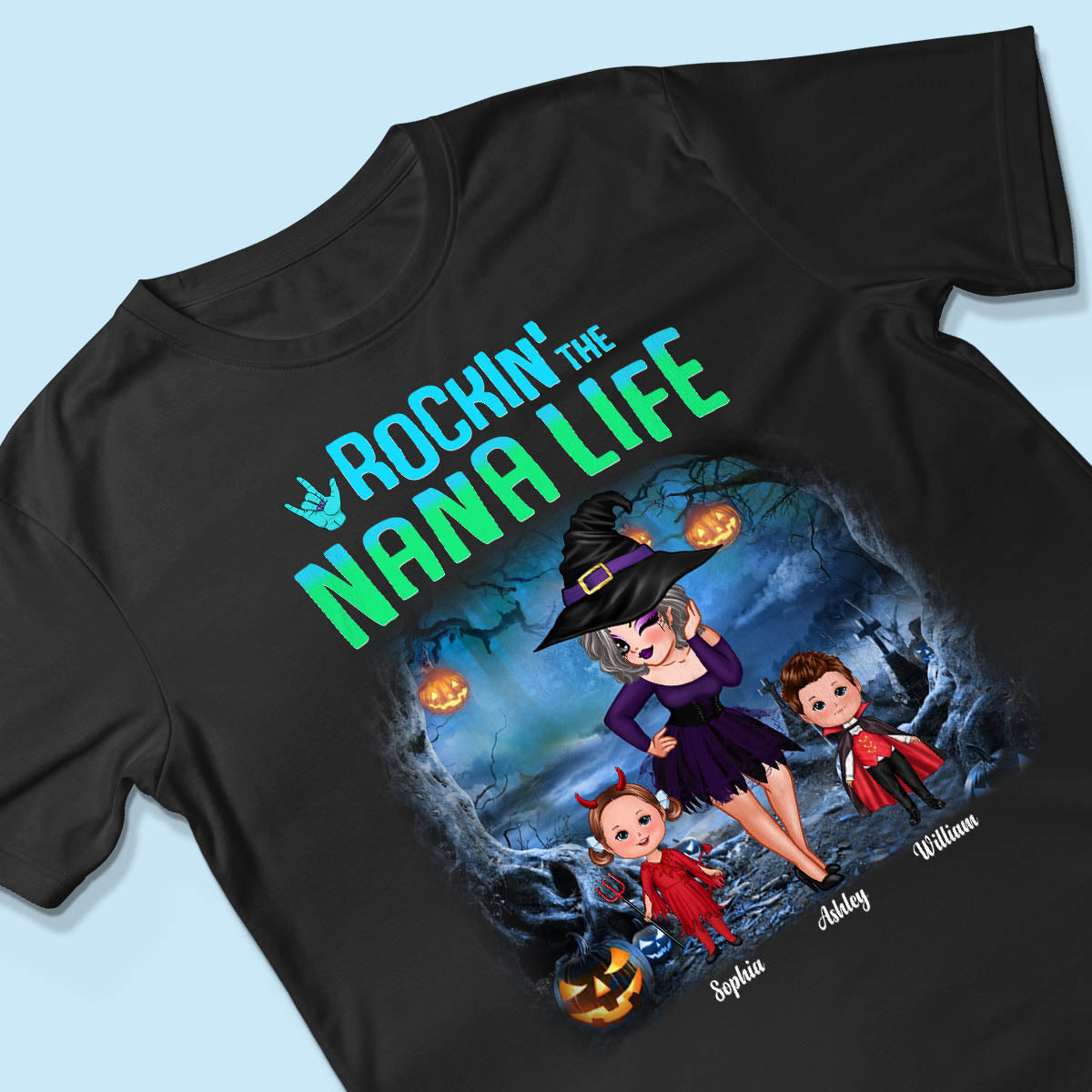 Night Halloween Rockin' Grandma Personalized Shirt