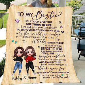 To My Bestie Doll Girls Standing Wood Texture Personalized Fleece Blanket