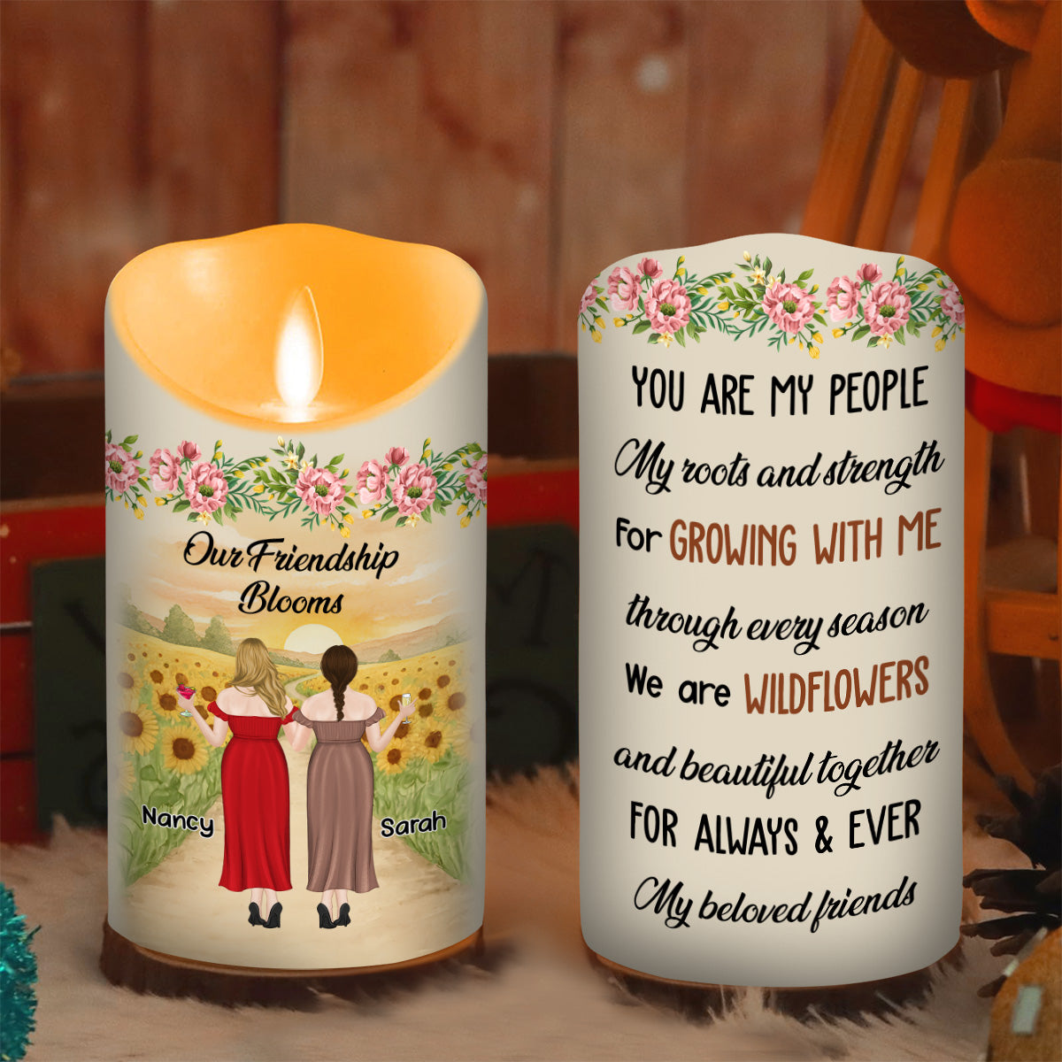 Wildflower Friendship - Personalized LED Candle