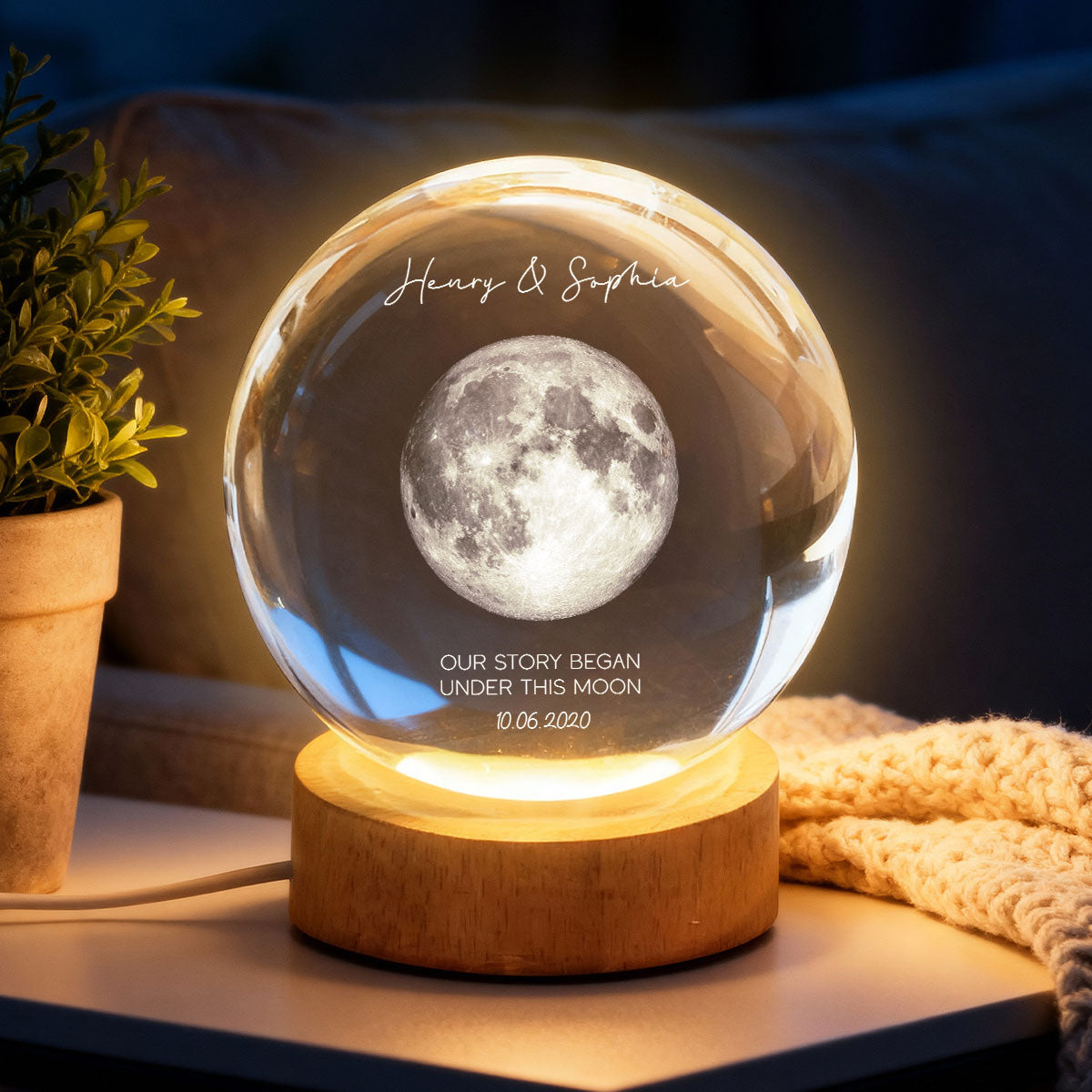 This is What the Moon Looks Like on Our Special Day - Personalized Crystal Ball LED Night Light