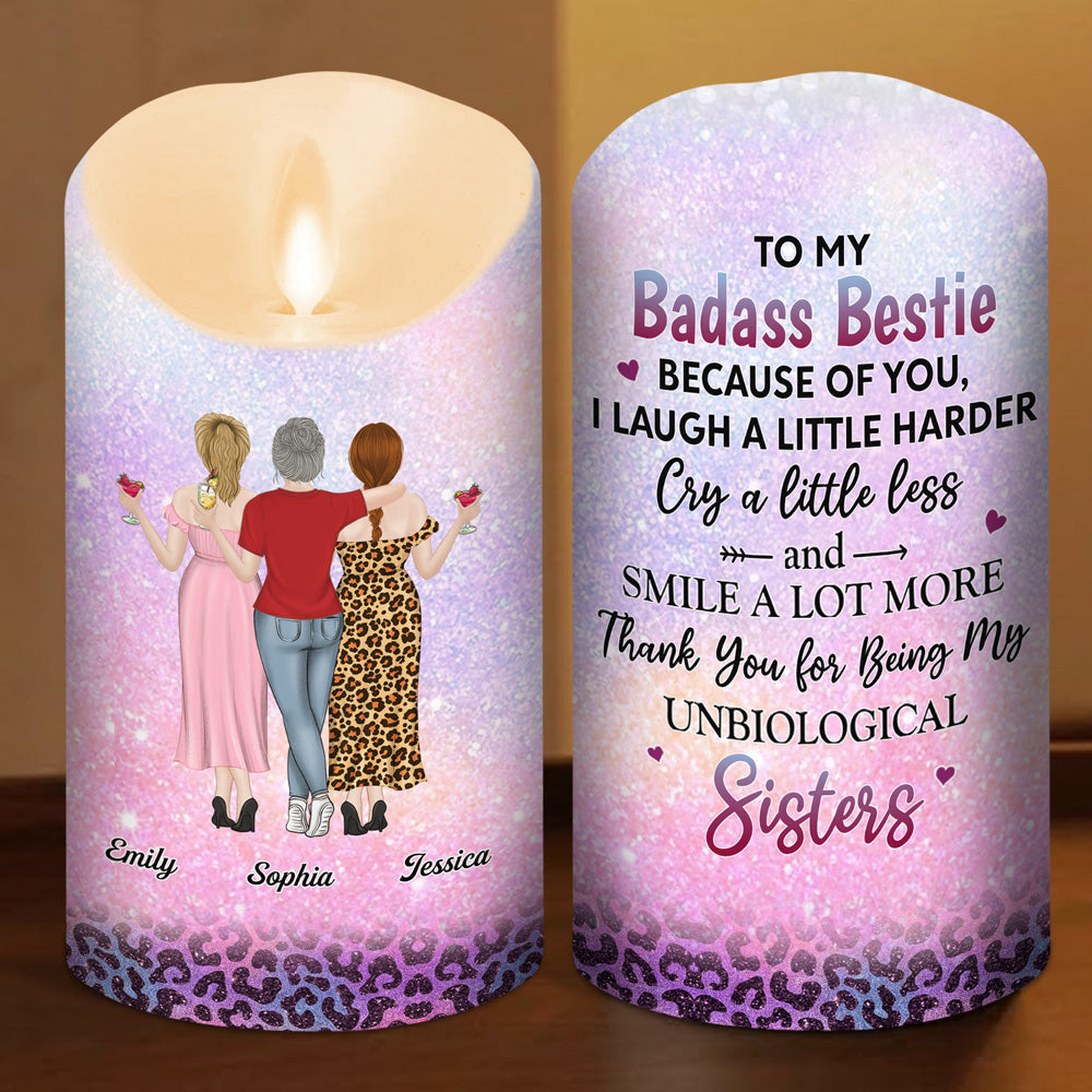 To My Badass Unbiological Sister - Personalized LED Candle