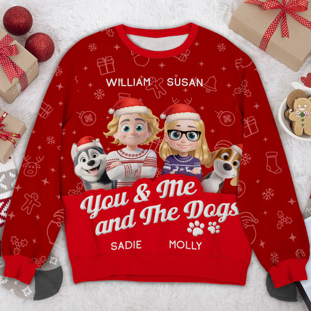 You And Me And The Dogs - Personalized All-Over-Print Sweatshirt