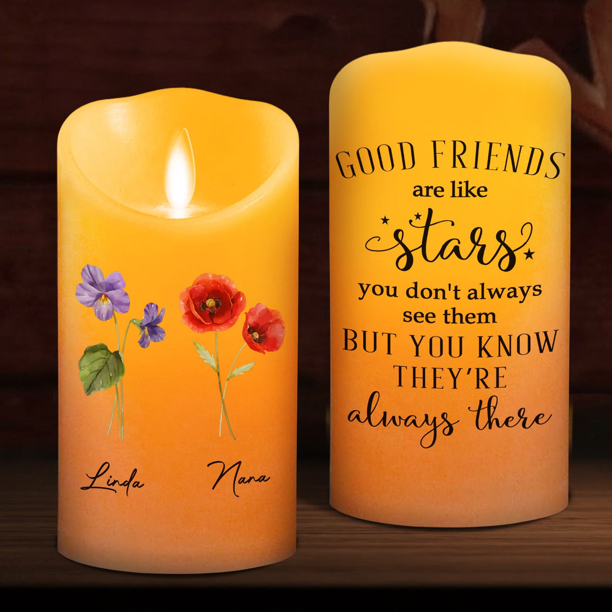 Friends Like Stars personalized LED candle