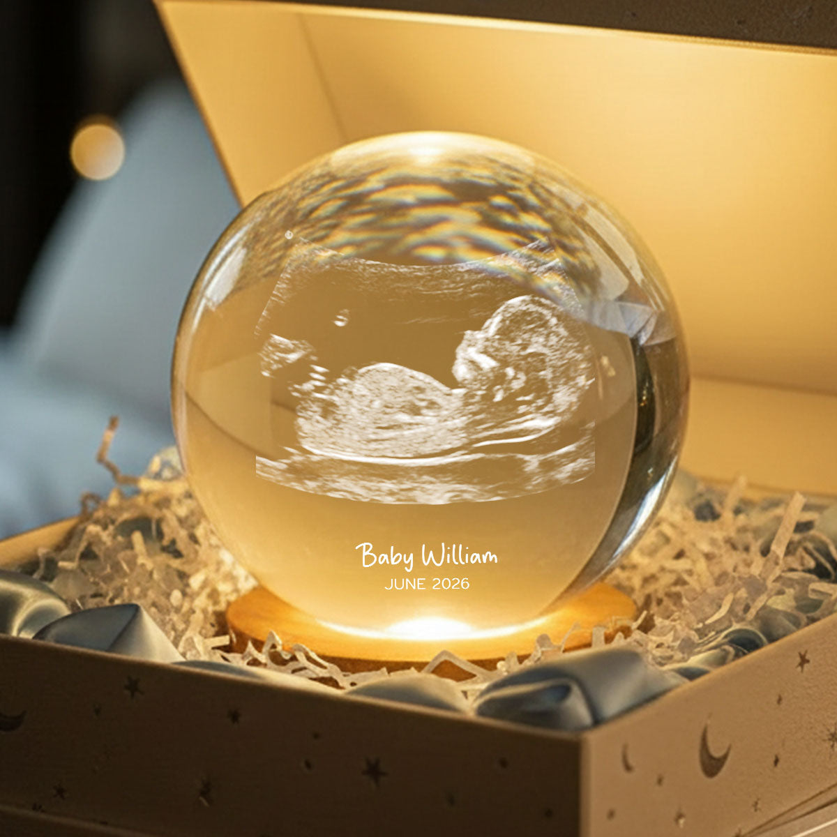 Custom Ultrasound Baby Sonogram - Personalized Crystal Ball LED Night Light