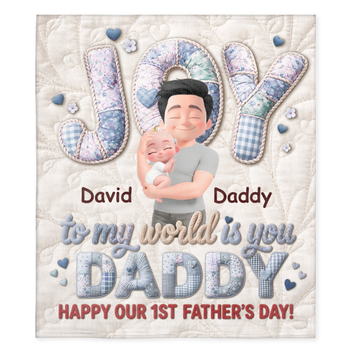 Joy To My World Is Daddy Personalized Fleece Blanket