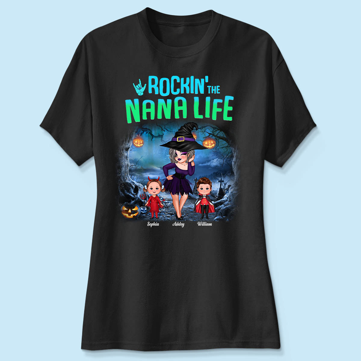 Night Halloween Rockin' Grandma Personalized Shirt