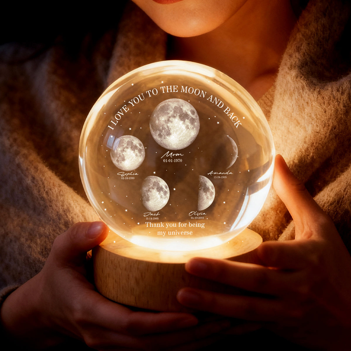 Thank You for Being Our Universe - Personalized Crystal Ball LED Night Light