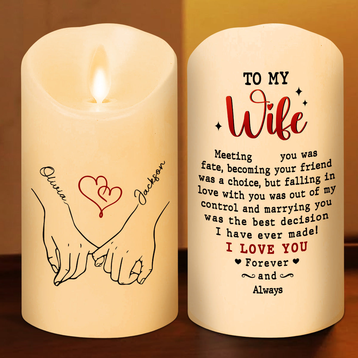 To My Wife I Love You Forever And Always - Personalized LED Candle