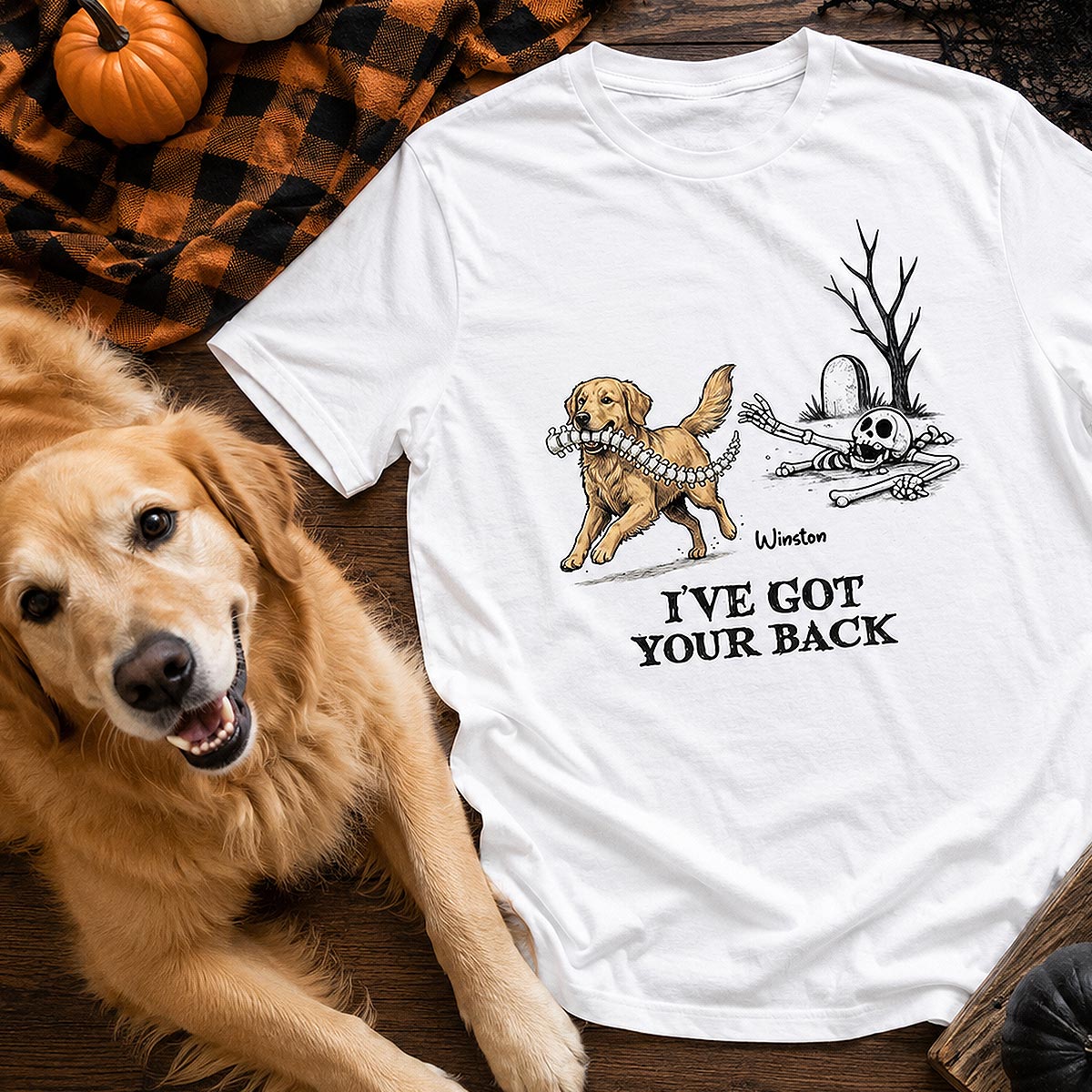 I've Got Your Back Custom Photo Dog Stealing Backbone - Personalized Shirt - Funny Halloween Costume For Dog Lovers