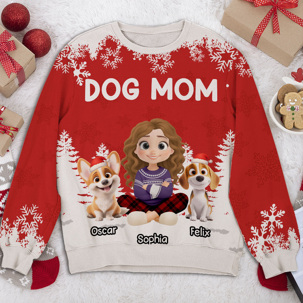 Christmas 2026 Dog Mom - Personalized All-Over-Print Sweatshirt