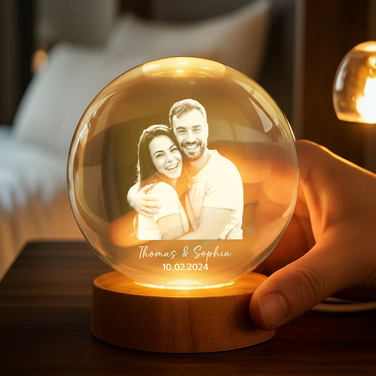 Eternal Love Custom Couple Photo - Personalized Crystal Ball LED Night Light