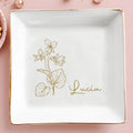 Beautiful Blossoms, A Timeless Touch For Your Loved One - Personalized Custom Jewelry Dish, Square Ceramic Dish - AAA001_SCRD