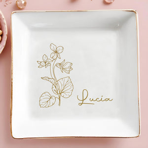 Beautiful Blossoms, A Timeless Touch For Your Loved One - Personalized Custom Jewelry Dish, Square Ceramic Dish - AAA001_SCRD