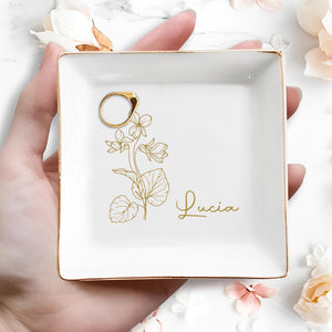 Beautiful Blossoms, A Timeless Touch For Your Loved One - Personalized Custom Jewelry Dish, Square Ceramic Dish - AAA001_SCRD