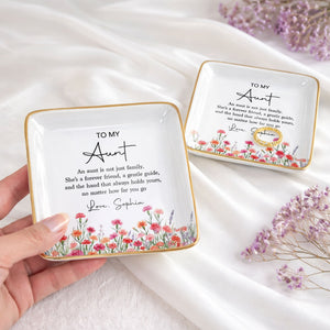 To My Aunt An Aunt Is Not Just Family Birth Month Flowers - Personalized Custom Jewelry Dish, Ceramic Dish, Square Shape - AUNT024_SCRF