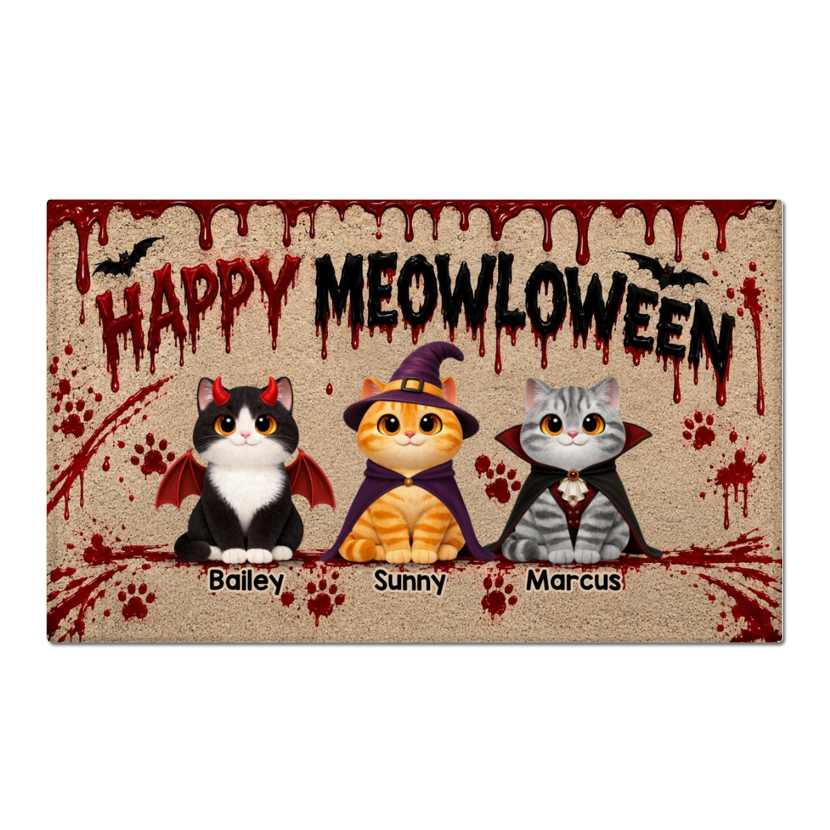 Halloween Horror Theme Beware Of Little Meownsters Cats - Personalized Doormat - Halloween Decor For Cat Lovers