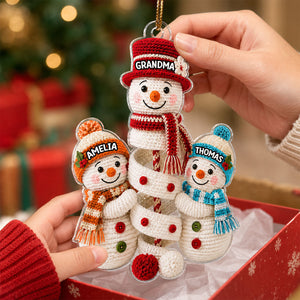 Cute Snowman Grandma & Grandkids Personalized Acrylic Ornament 7