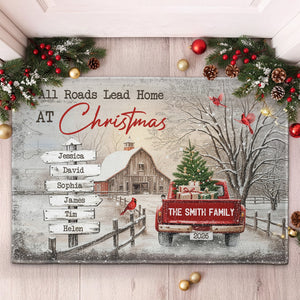 All Roads Lead Home At Christmas Custom Family Name - Personalized Doormat