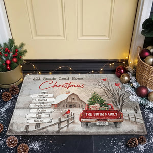 All Roads Lead Home At Christmas Custom Family Name - Personalized Doormat