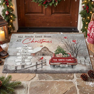 All Roads Lead Home At Christmas Custom Family Name - Personalized Doormat