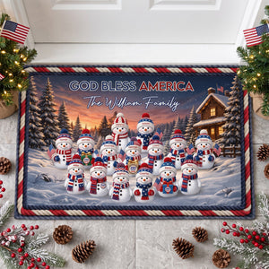 God Bless America personalized family doormat