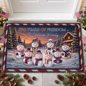 250 Years Of Freedom snowman doormat with names