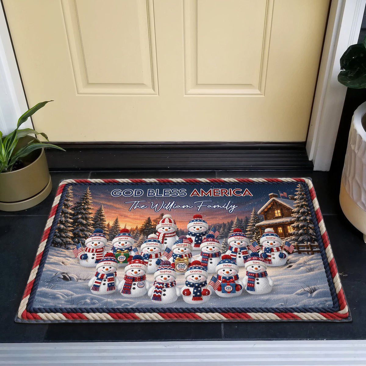 Personalized doormat at the front door