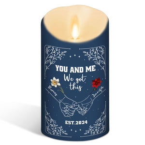Birth Flower Hands In Hands personalized LED candle