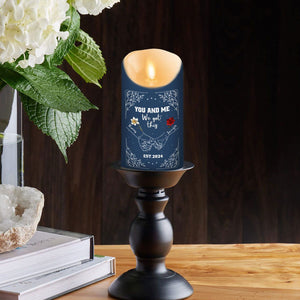 Birth Flower Hands In Hands personalized LED candle