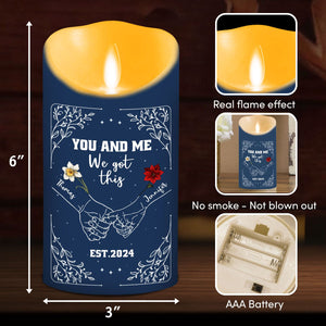 Birth Flower Hands In Hands personalized LED candle