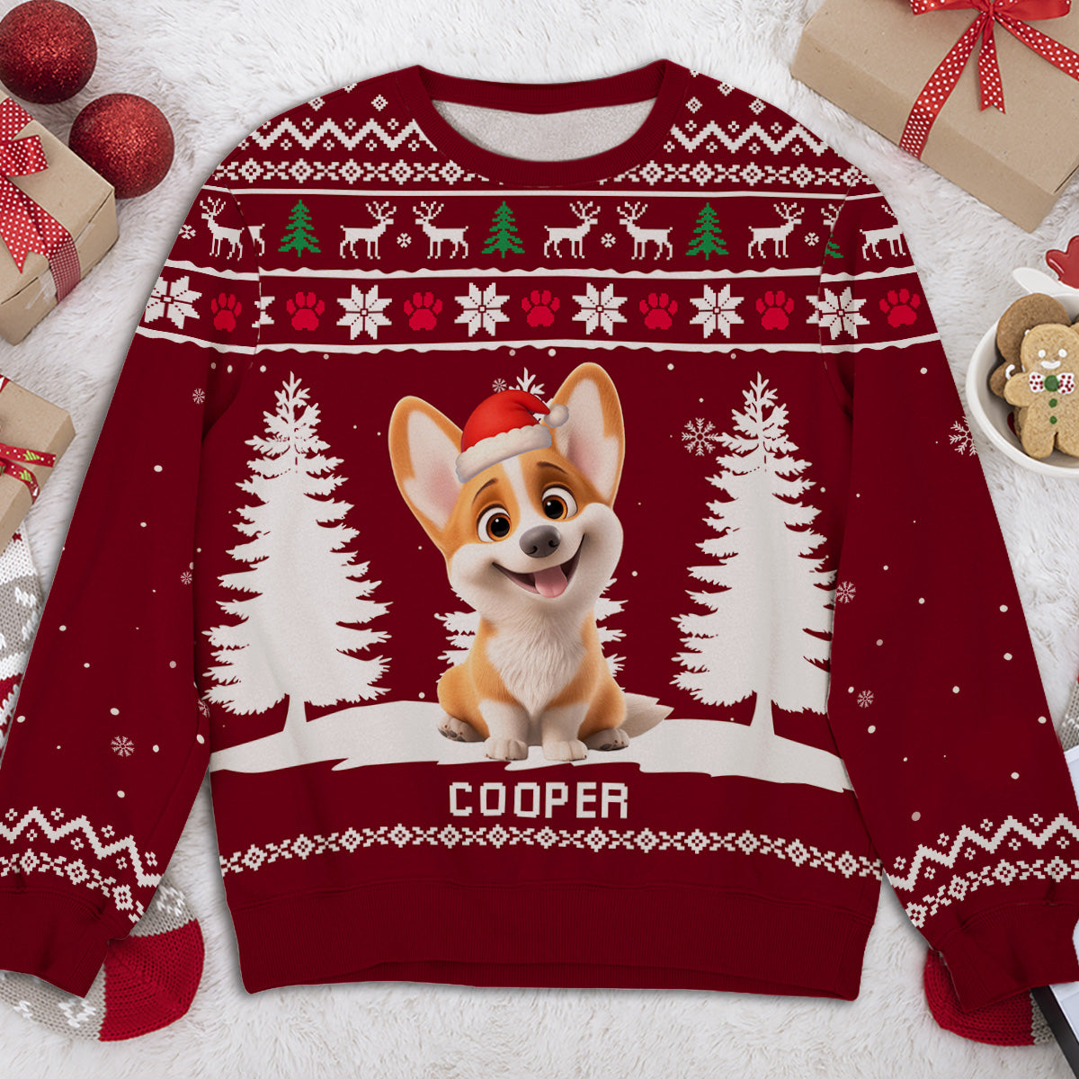 Winter Dog Cartoon - Personalized All-Over-Print Sweatshirt