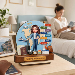 Traveling Destination Travel Adventure - Personalized Wooden Plaque