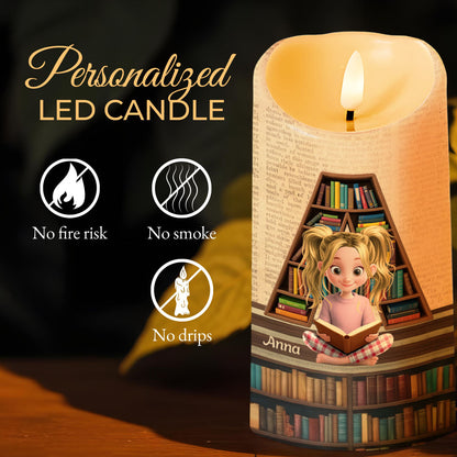 Yes I Am A Book Girl, My Books You Can't Borrow - Personalized Custom LED Candle - BLV016_LECA
