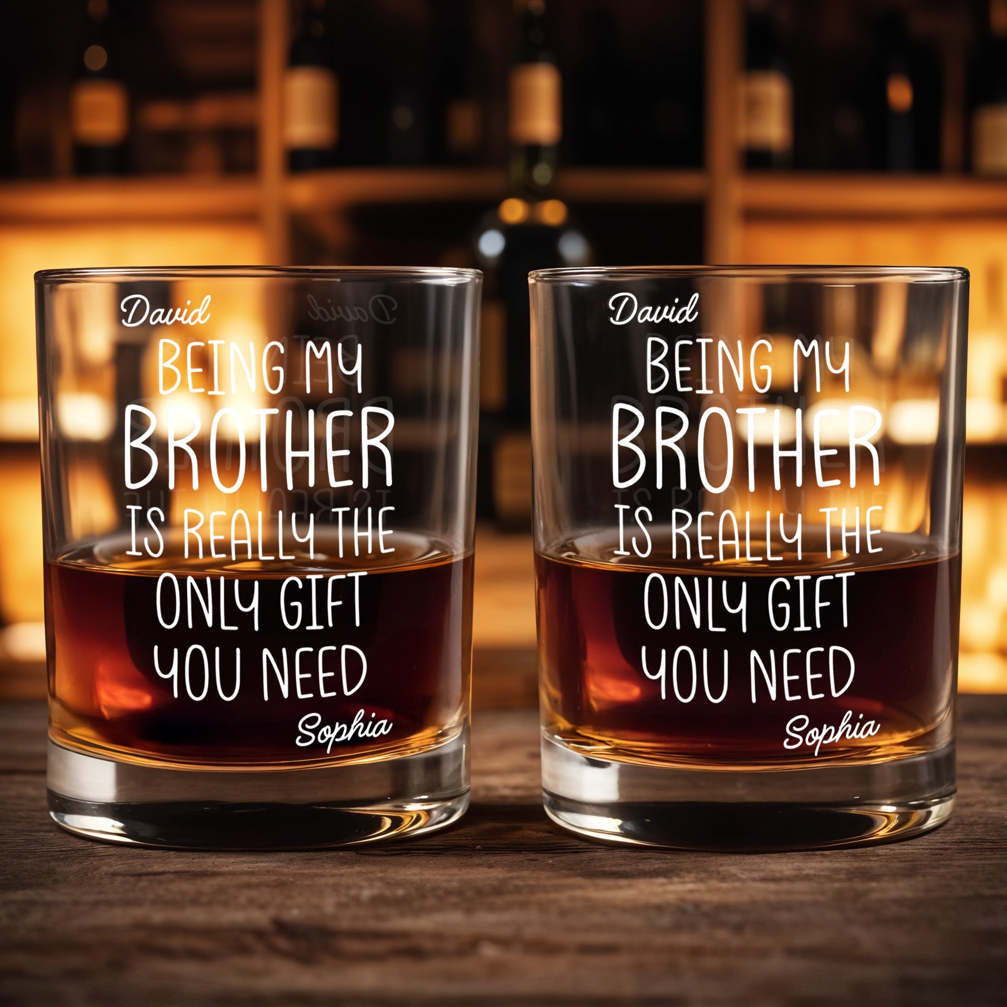 Being My Brother Is Really The Only Gift You Need - Personalized Custom Whiskey Glass - BRT001_RWG