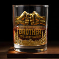 Congrats On Being My Brother, Fist Bump And Mountains Design - Personalized Custom Whiskey Glass - BRT004_RWG