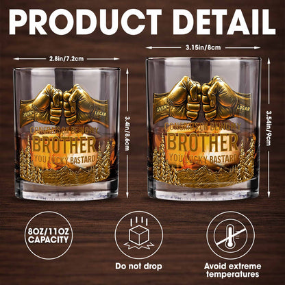 Congrats On Being My Brother, Fist Bump And Mountains Design - Personalized Custom Whiskey Glass - BRT004_RWG