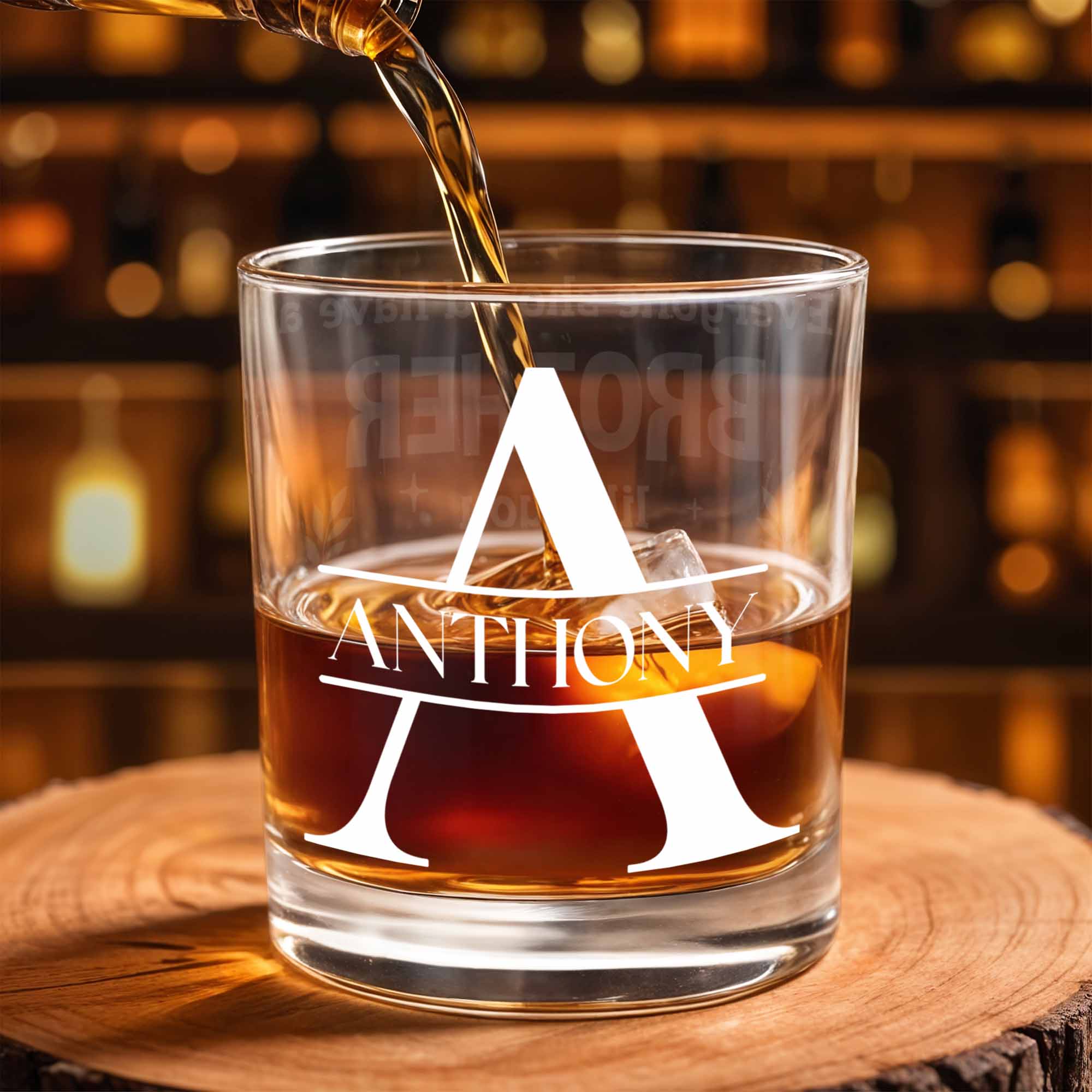 An Ageless Classic Gift Personalized Whiskey Glass - Personalized Custom Whiskey Glass - BRT005_RWG