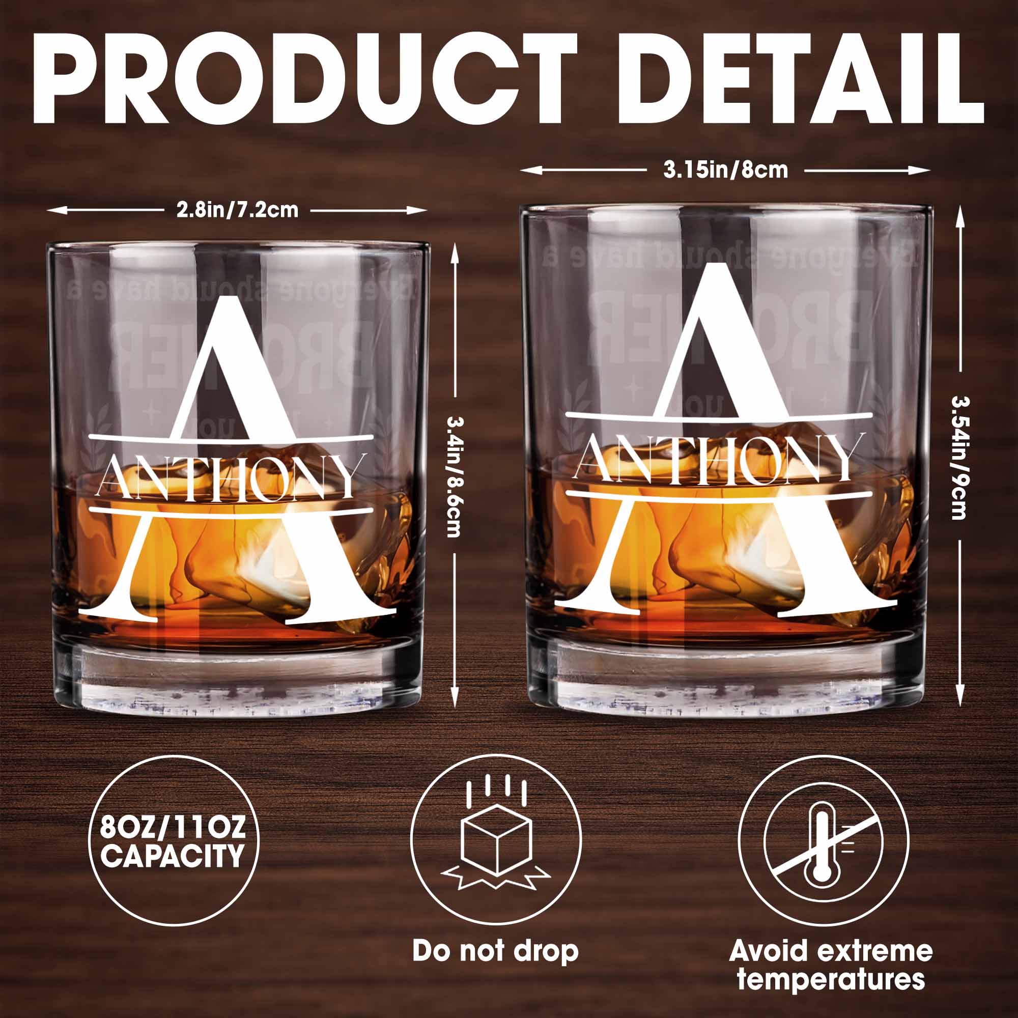 An Ageless Classic Gift Personalized Whiskey Glass - Personalized Custom Whiskey Glass - BRT005_RWG